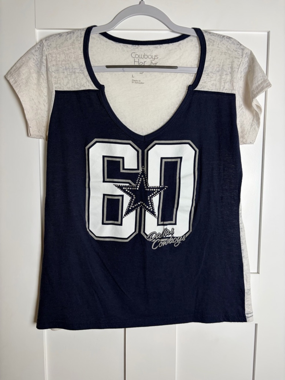 Cowboys Her Style Women's Tee‎ - Cream with Gray Print
